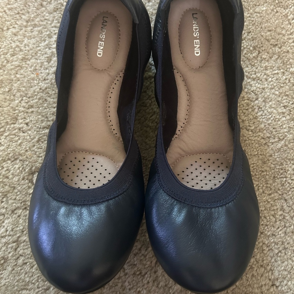 Lands' End Women's Black Leather Flats
